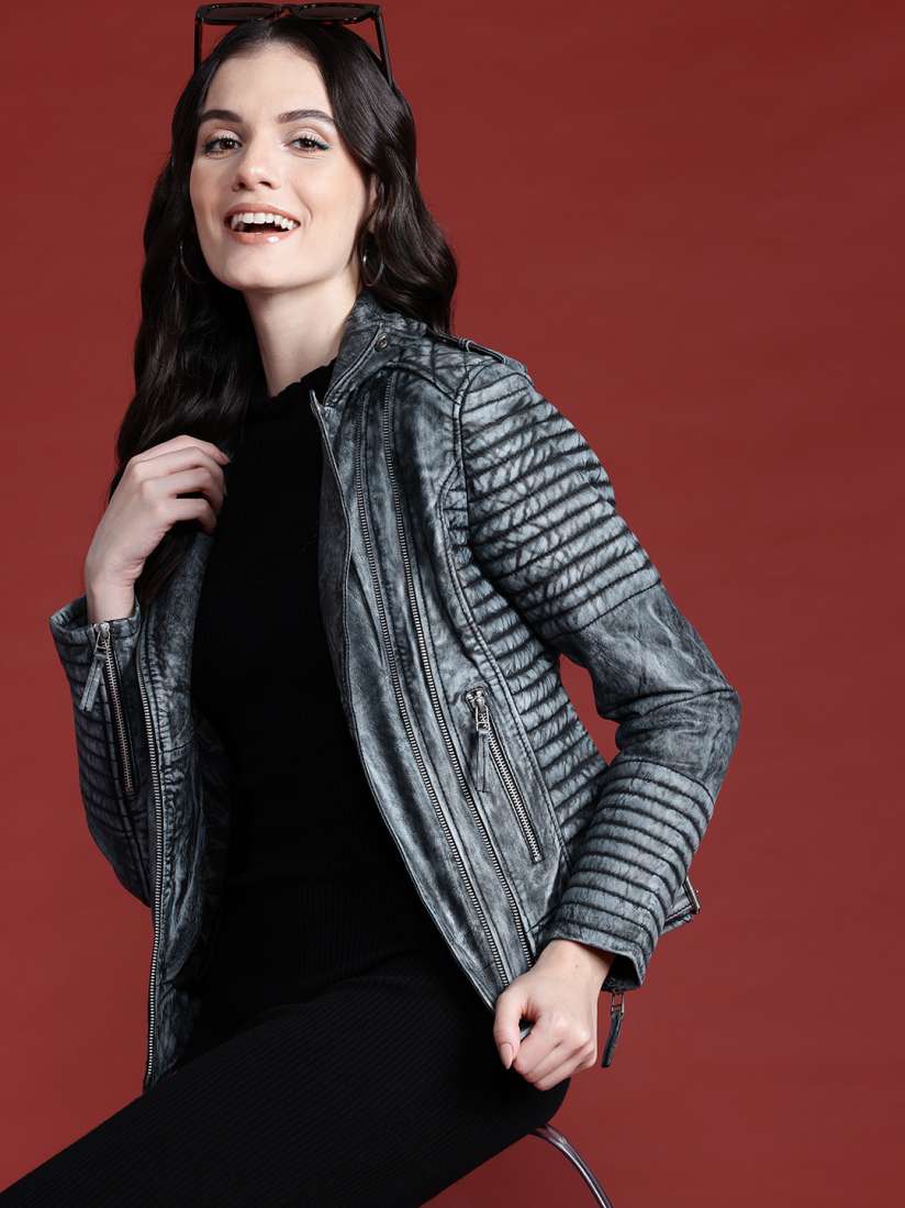 Buy Leather Retail Washed Outdoor Leather Jacket Jackets for Women 30409322 Myntra