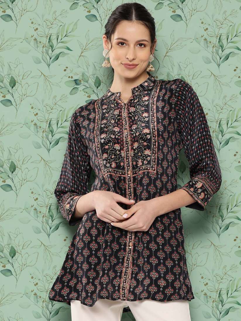 Buy Nayam By Lakshita Ethnic Motifs Printed Mandarin Collar A Line Kurti Kurtis for Women 30415350 Myntra