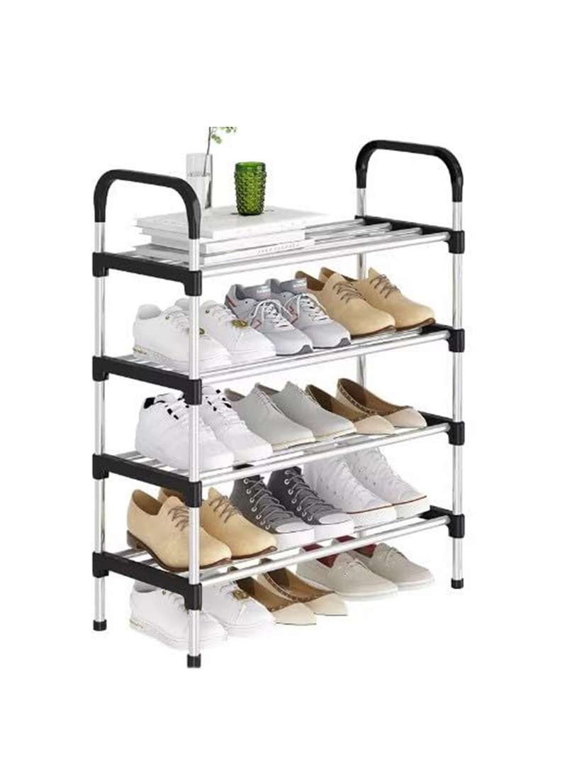 Stackable Shoe Rack White KriShyam Grey White Stainless Steel