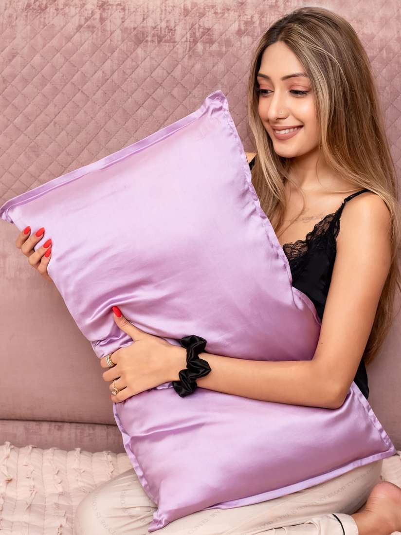 Buy Furbo Lavender Pure Silk Rectangle Breathable Pillow Cover Pillow Covers for Unisex 30423176 Myntra