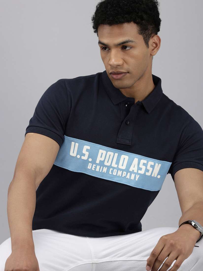 Buy U.S. Polo Assn. Denim Co. Brand Logo Printed Polo Collar Pure Cotton Slim Fit T shirt Tshirts for Men 30426931 Myntra