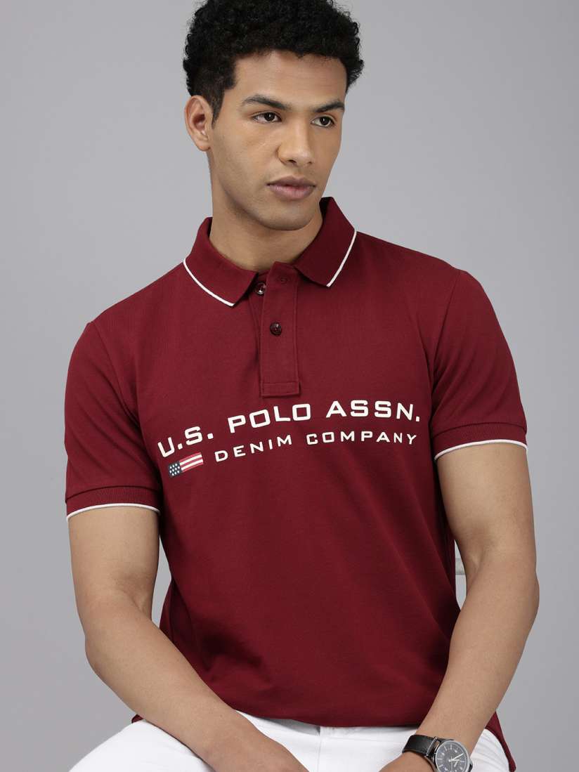 Buy U.S. Polo Assn. Denim Co. Brand Logo Printed Polo Collar Pure Cotton Slim Fit T shirt Tshirts for Men 30426957 Myntra