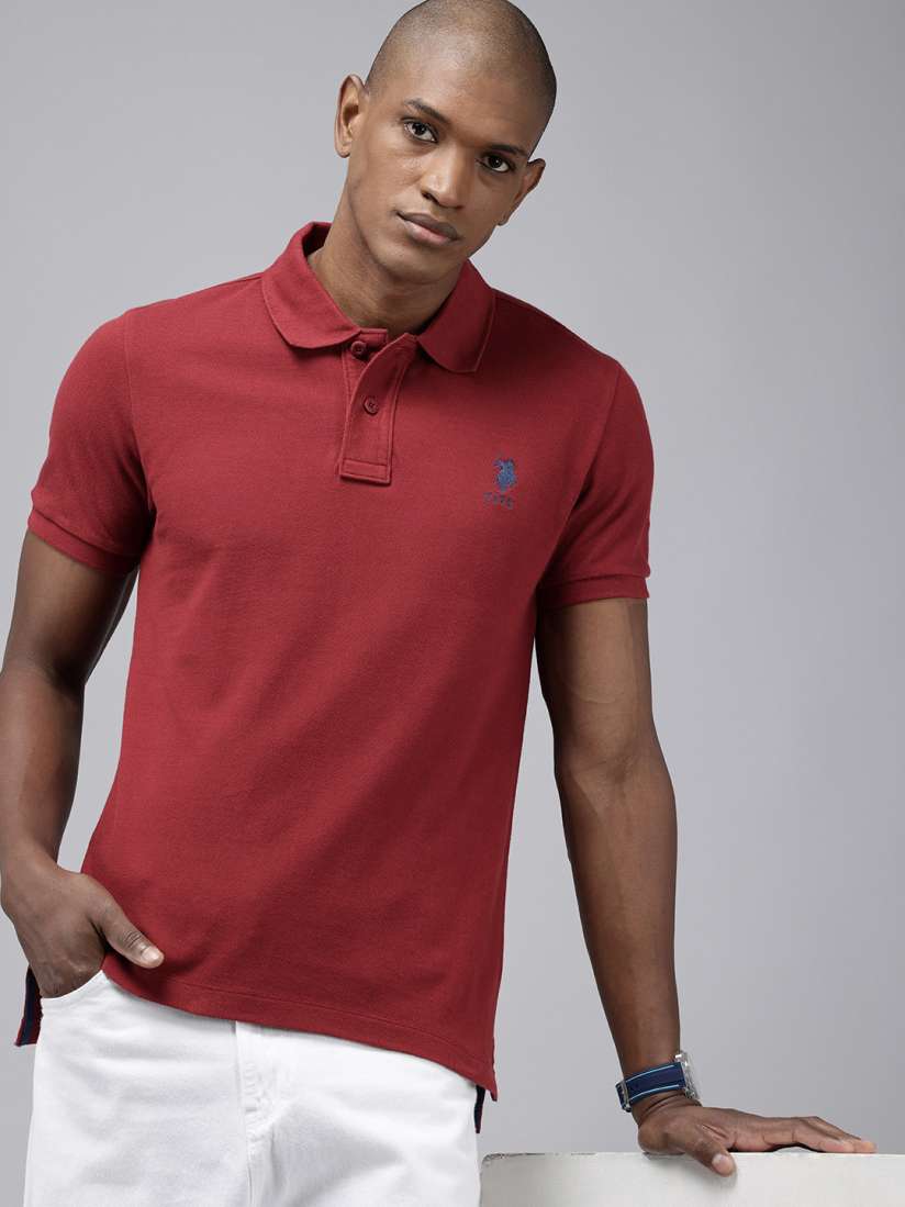 Buy U.S. Polo Assn. Polo Collar Pure Cotton Slim Fit T shirt Tshirts for Men 30427649 Myntra