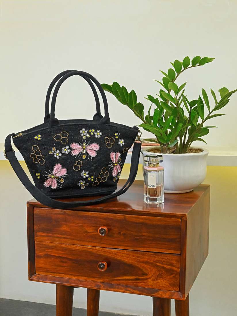 Buy BohoGirl Butterfly Embellished Structured Cotton Handheld Bag Handbags for Women 30435745 Myntra