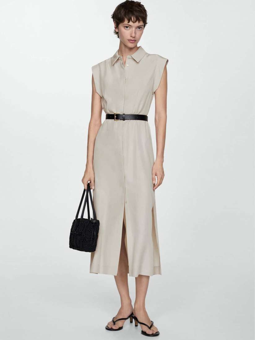 Mango belt midi dress cheap