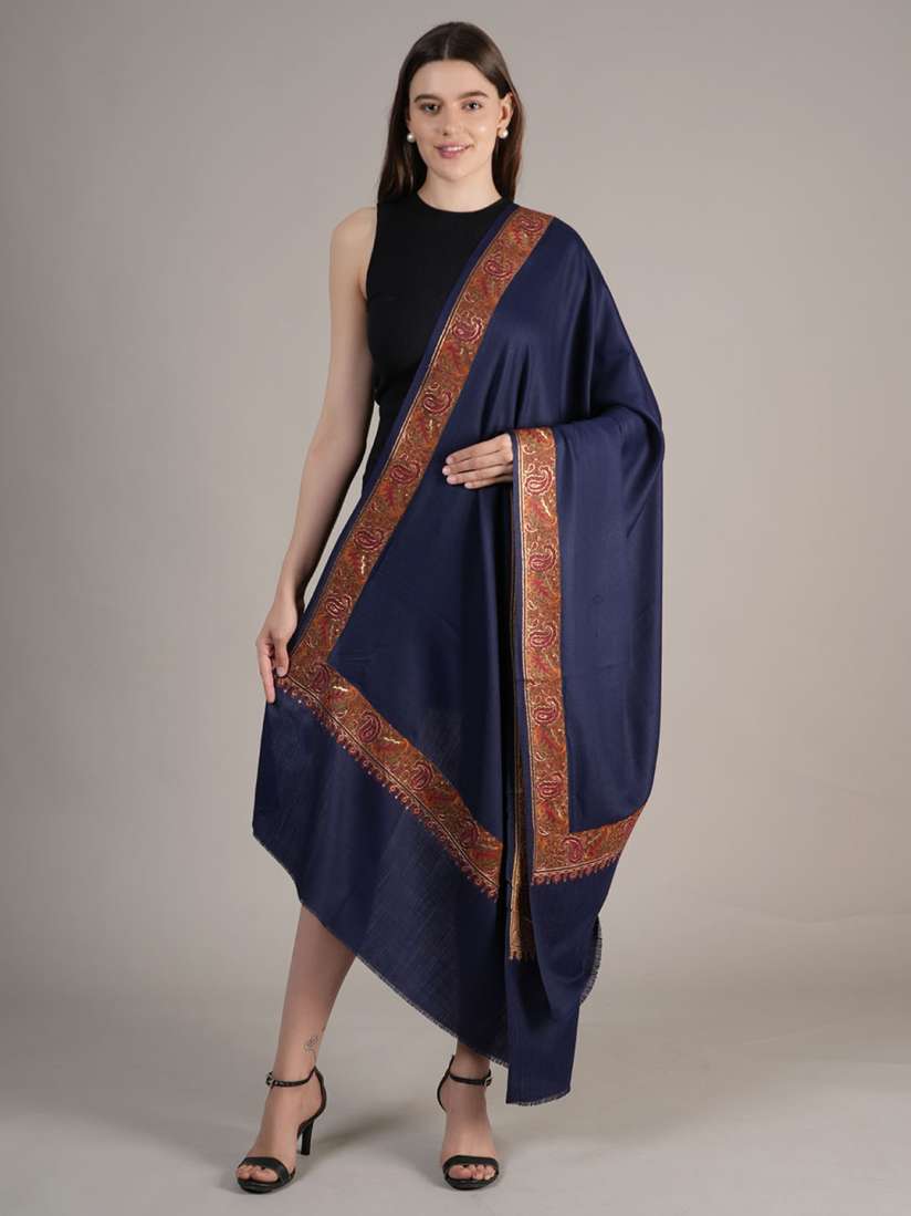 Buy MUFFLY Paisley Embroidered Pashmina Woollen Shawl Shawl for Women 30447668 Myntra
