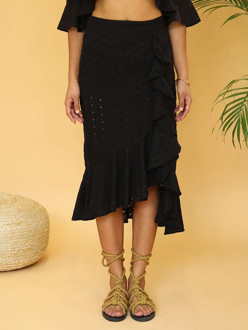 Knee length ruffle skirts outlet