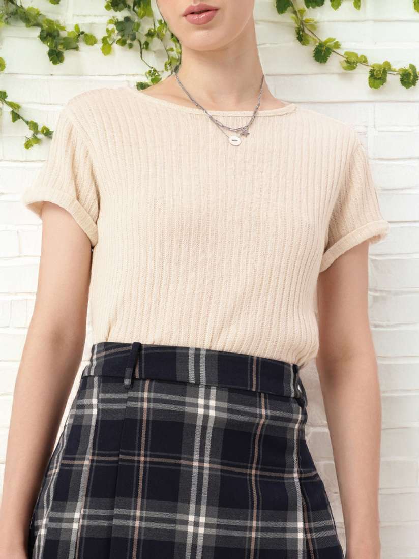 Buy DressBerry Cute Glam Knitted Self Striped Top Tops for Women 30517574 Myntra