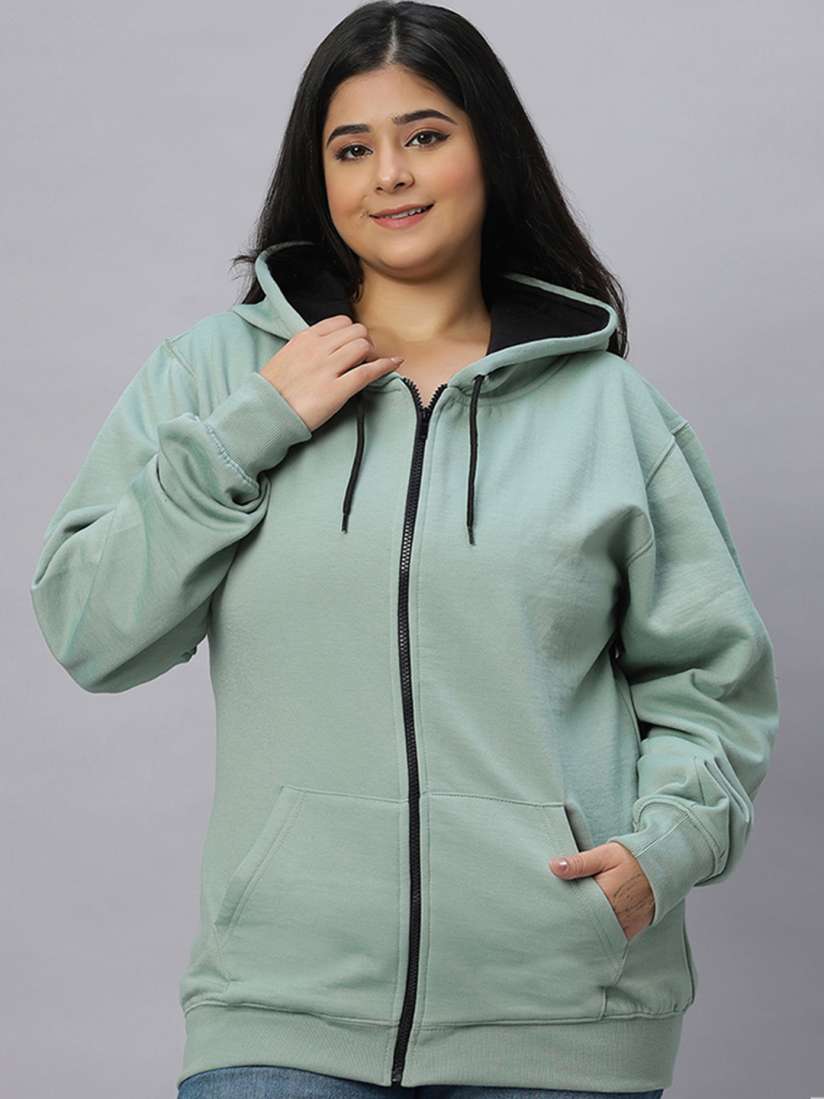 Buy Wear Your Opinion Plus Size Hooded Front Open Sweatshirt Sweatshirts for Women 30526396 Myntra