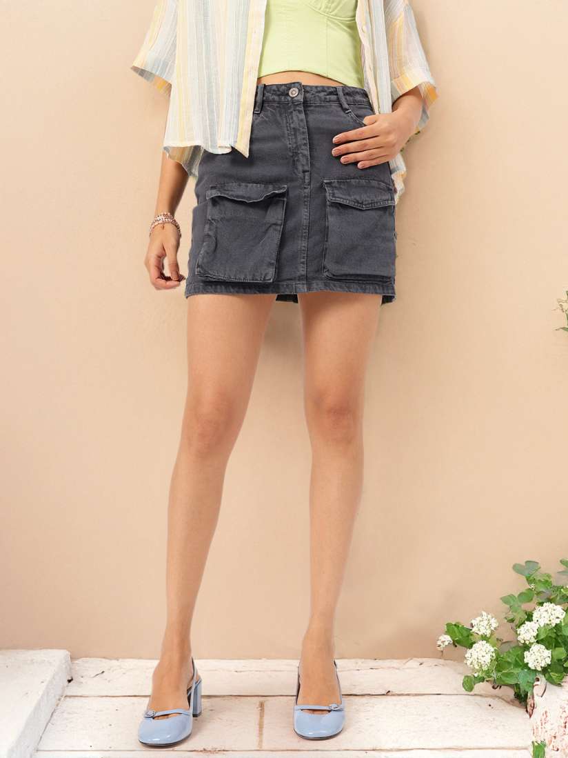 ANDMARY Fur pocket denim skirt（格安saleスタ ANDMARY】Fur