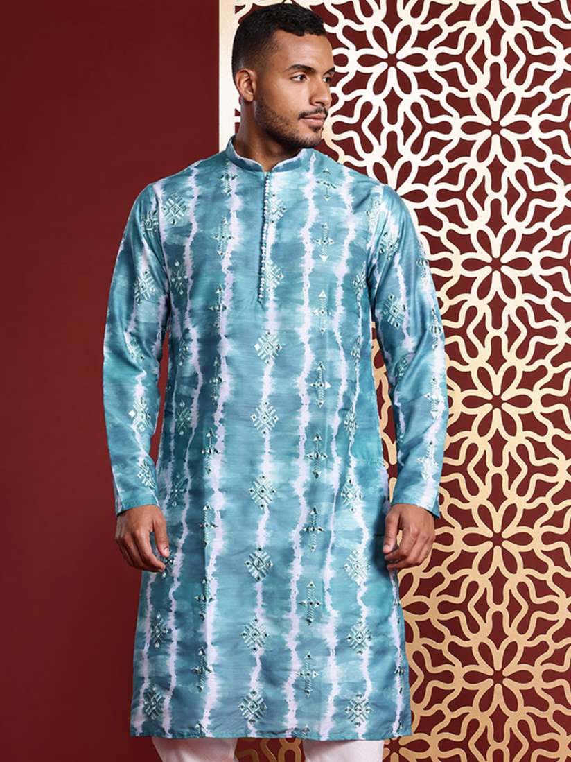 Buy MANQ Men Printed Mirror Work Pure Cotton Kurta with Churidar Kurta Sets for Men 30588624 Myntra