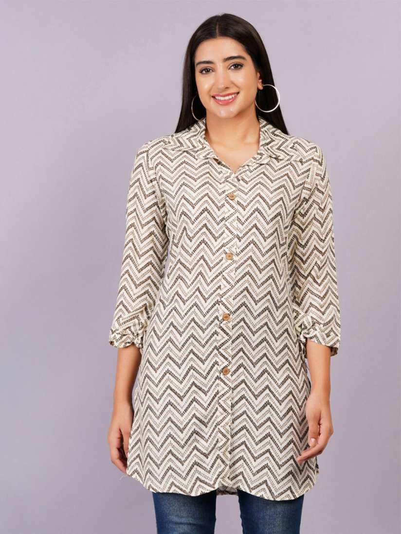 Buy HIGHLIGHT FASHION EXPORT Ethnic Motifs Printed Shirt Collar Kurti Kurtis for Women 30610447 Myntra
