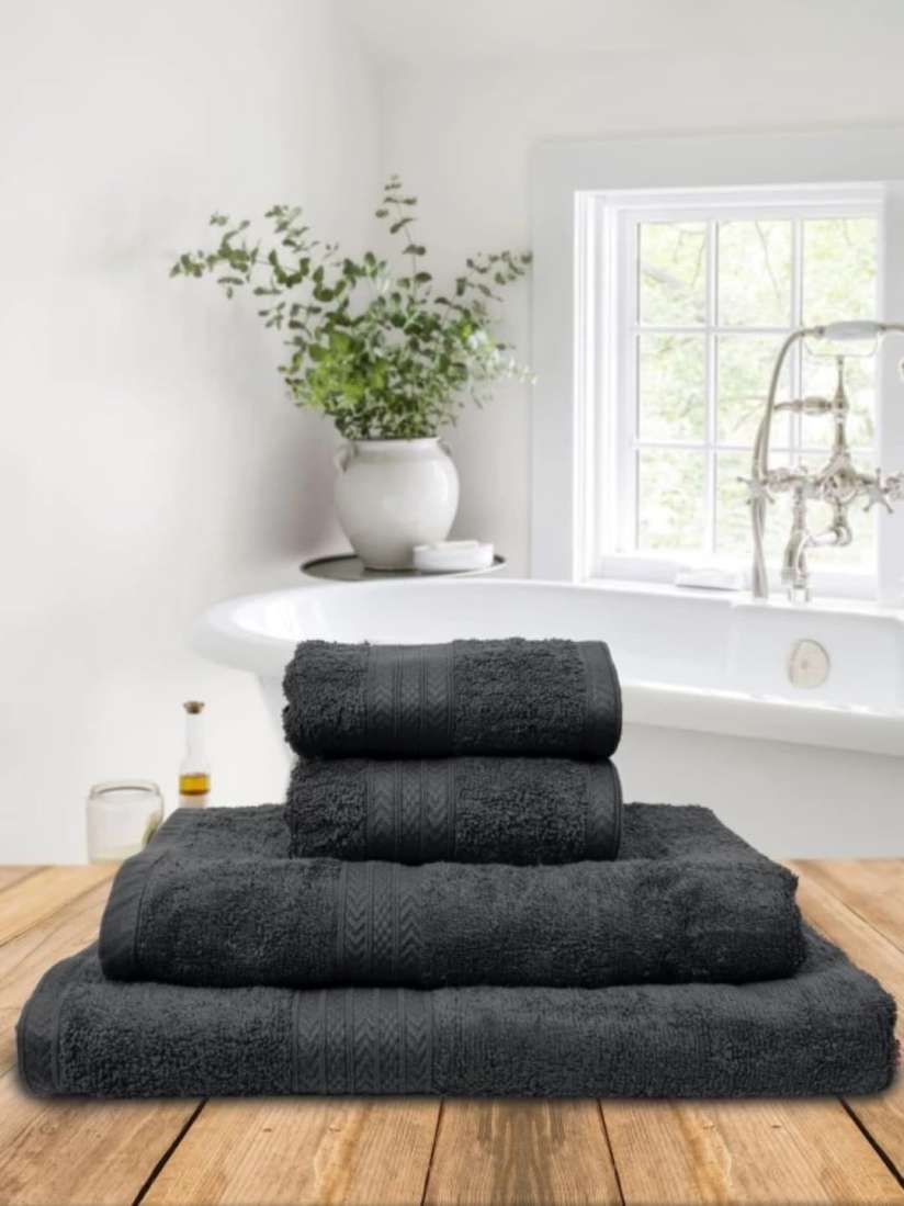 Buy BOMBAY DYEING Charcoal 4 Pieces Pure Cotton 450 GSM Towel Set Towel Set for Unisex 30638085 Myntra