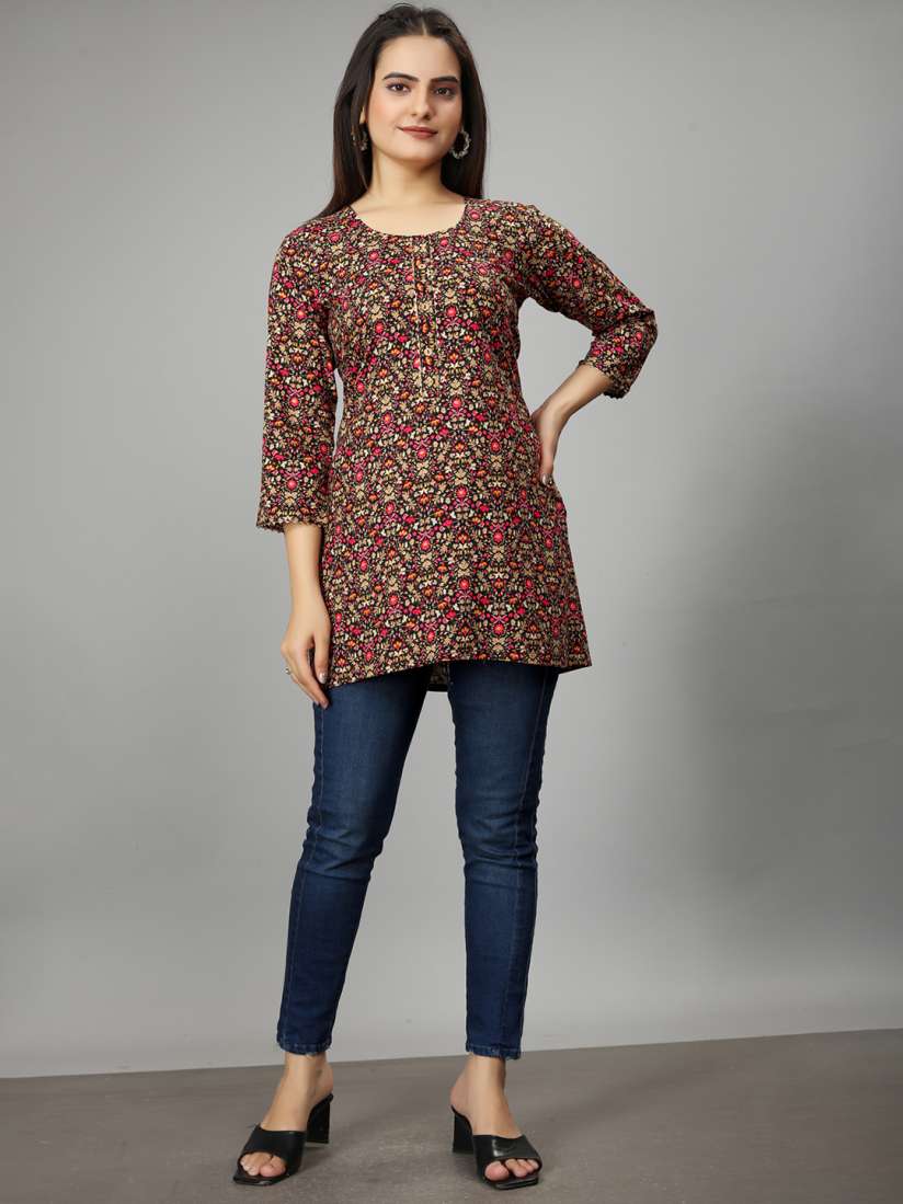 Buy SARRAS Floral Printed Straight Short Kurti Kurtis for Women 30660021 Myntra