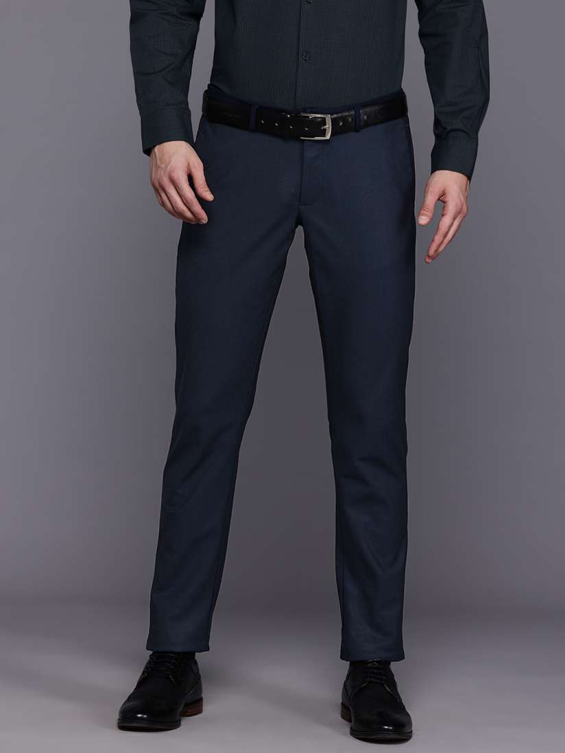 Buy Allen Solly Men Textured Slim Fit Low Rise Formal Trousers Trousers for Men 30662035 Myntra