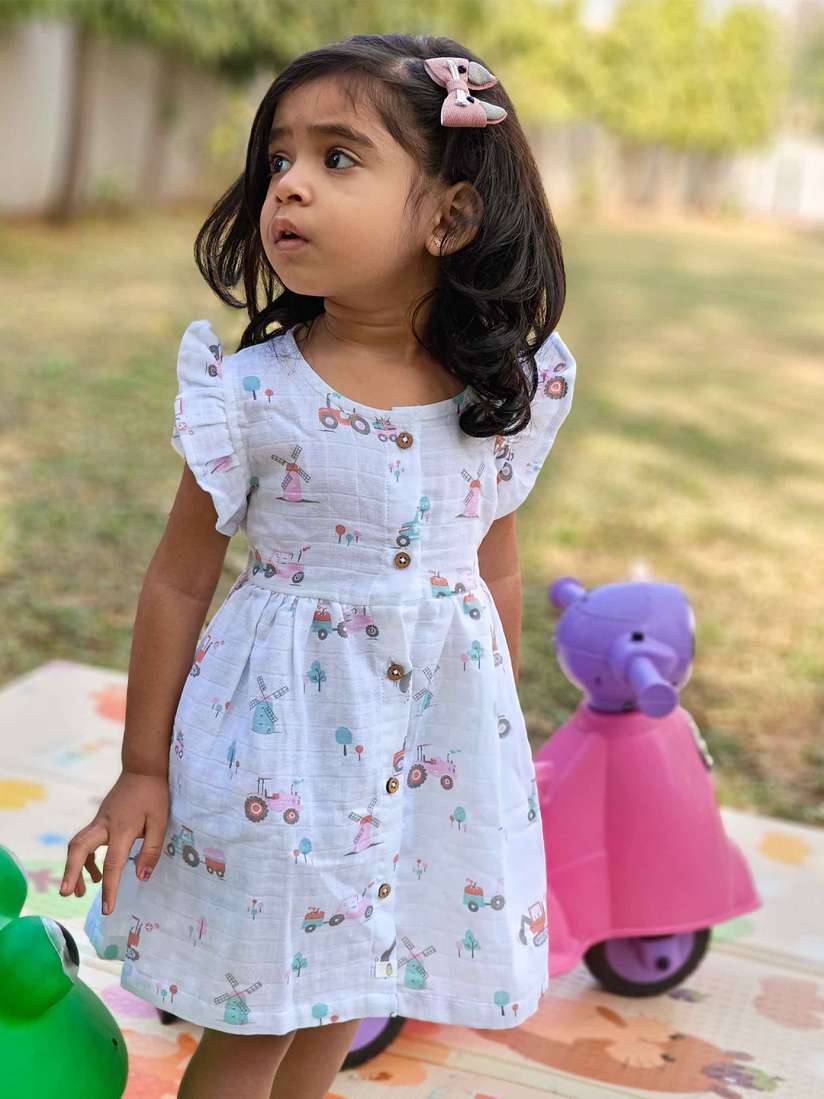 Buy Honcho Baby Girls Printed Pure Cotton Fit Flare Dress Dresses for Girls 30694836 Myntra