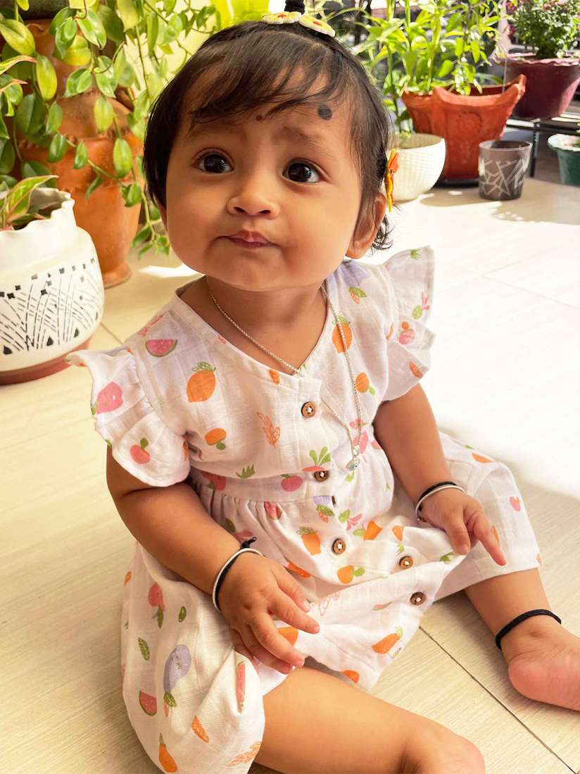Buy Honcho Baby Girls Printed Cotton Flutter Sleeves Fit and Flare Dress Dresses for Girls 30694874 Myntra