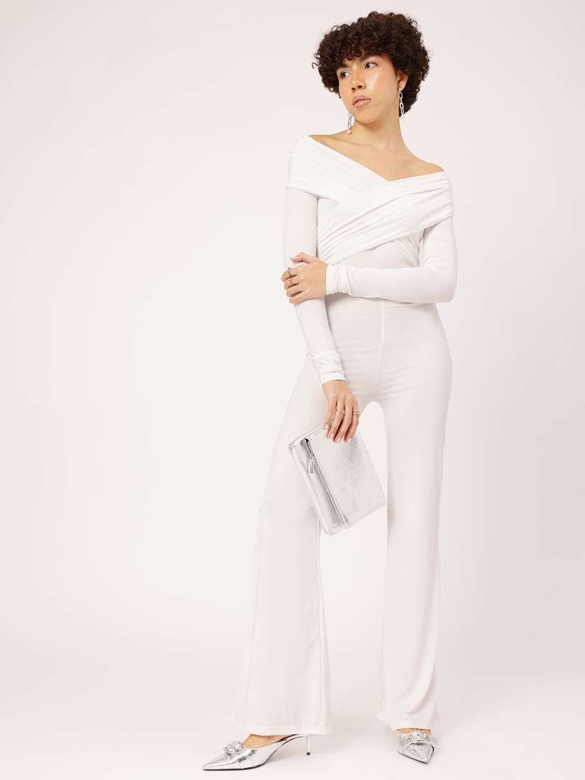 Buy DressBerry Luxe Layered Off Shoulder Styled Back Wrap Jumpsuit Jumpsuit for Women 30699916 Myntra