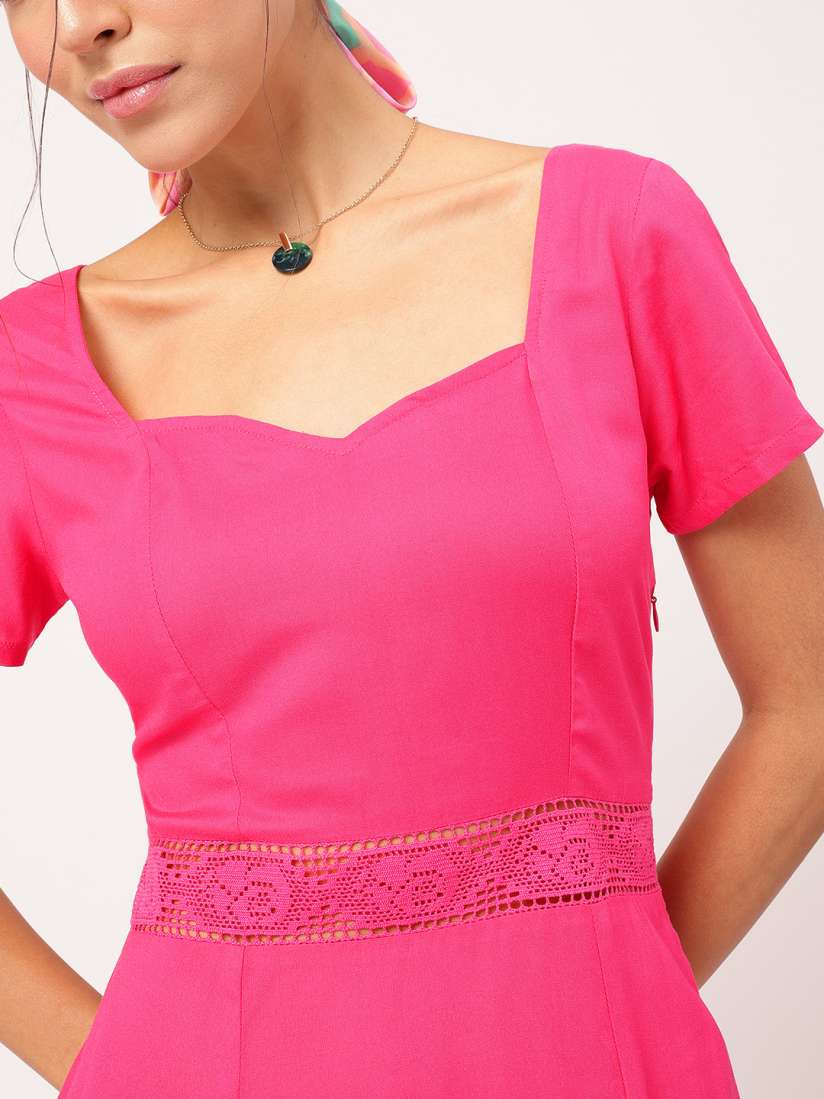 Buy DressBerry Girlboss Glam Lace Inserts Front Slit Sheath Mini Dress Dresses for Women 30710074 Myntra