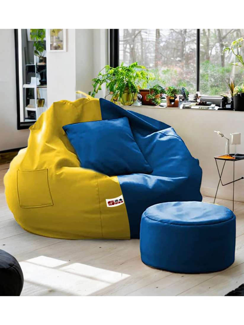 Buy SHIRA 24 Yellow Blue 3 Pieces Bean Bag Cover With Cushion Cover Bean Bag Cover for Unisex 30714827 Myntra