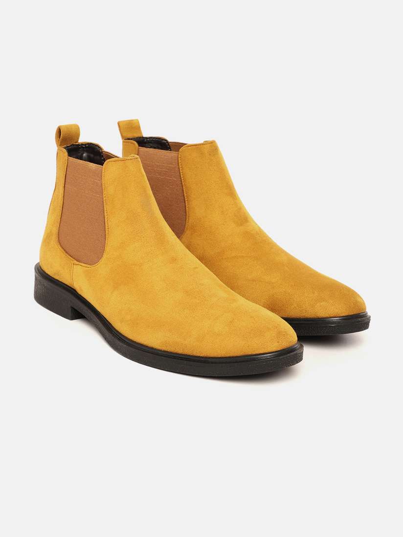 Suede Boots Mustard Yellow Chelsea Boots Rustic Brown Mustard