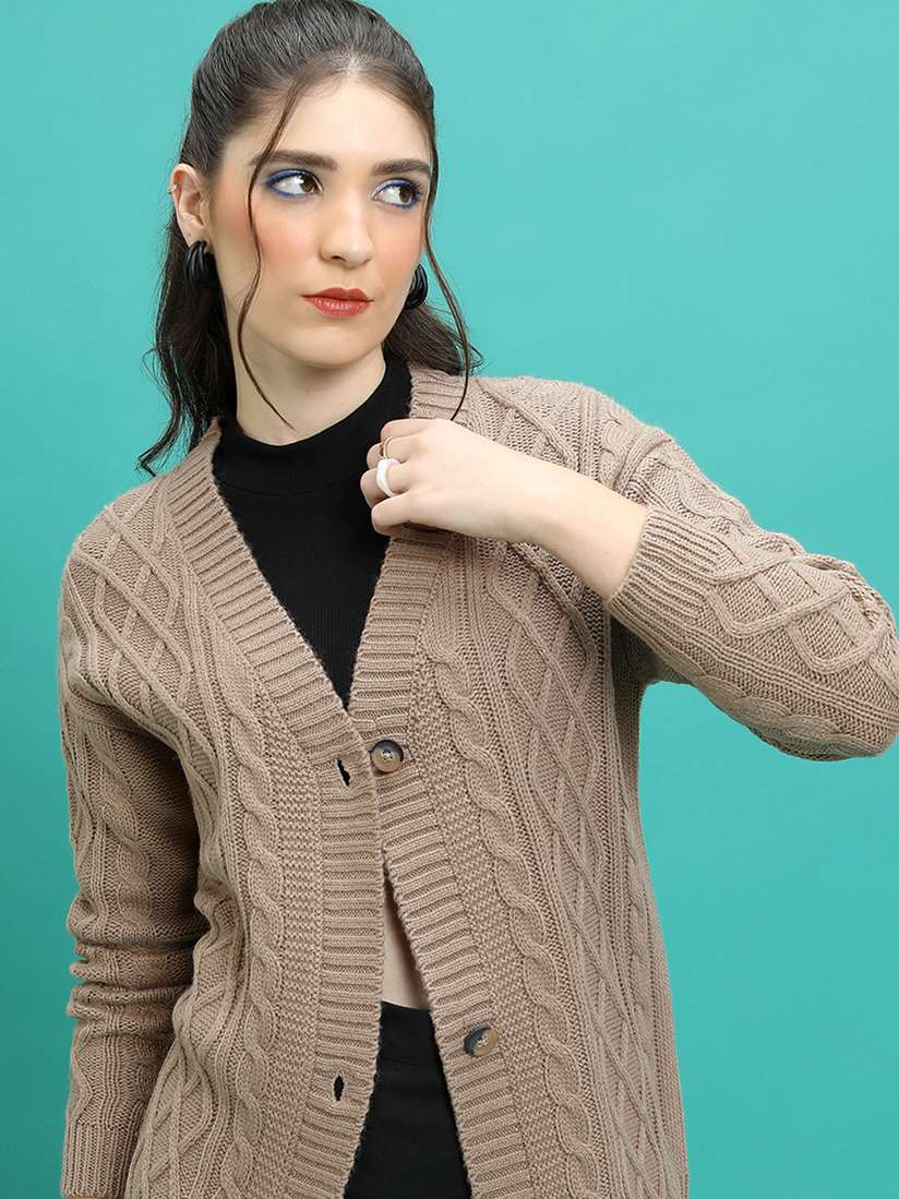 Tokyo Talkies Women Cable Knit Cardigan
