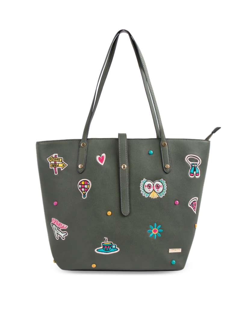 Buy Chumbak Olive Green Embellished Tote Bag Handbags for Women 3077400 Myntra
