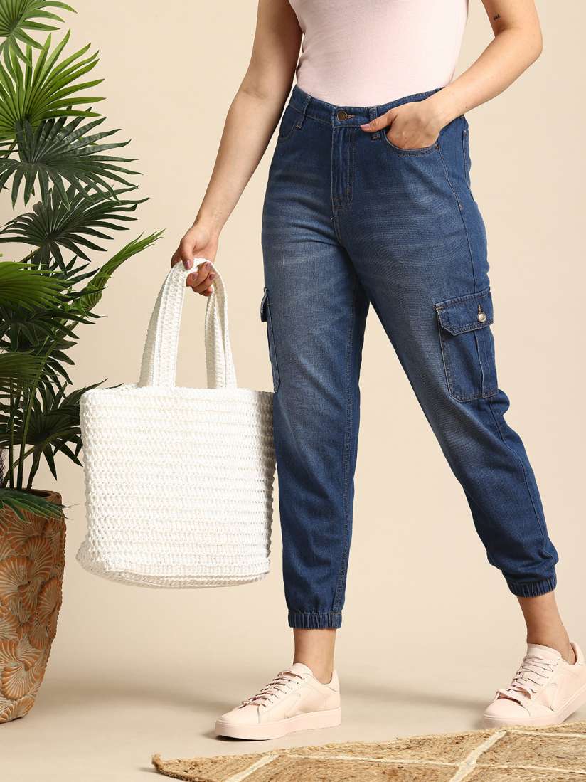 Joggers jeans for womens myntra 2025