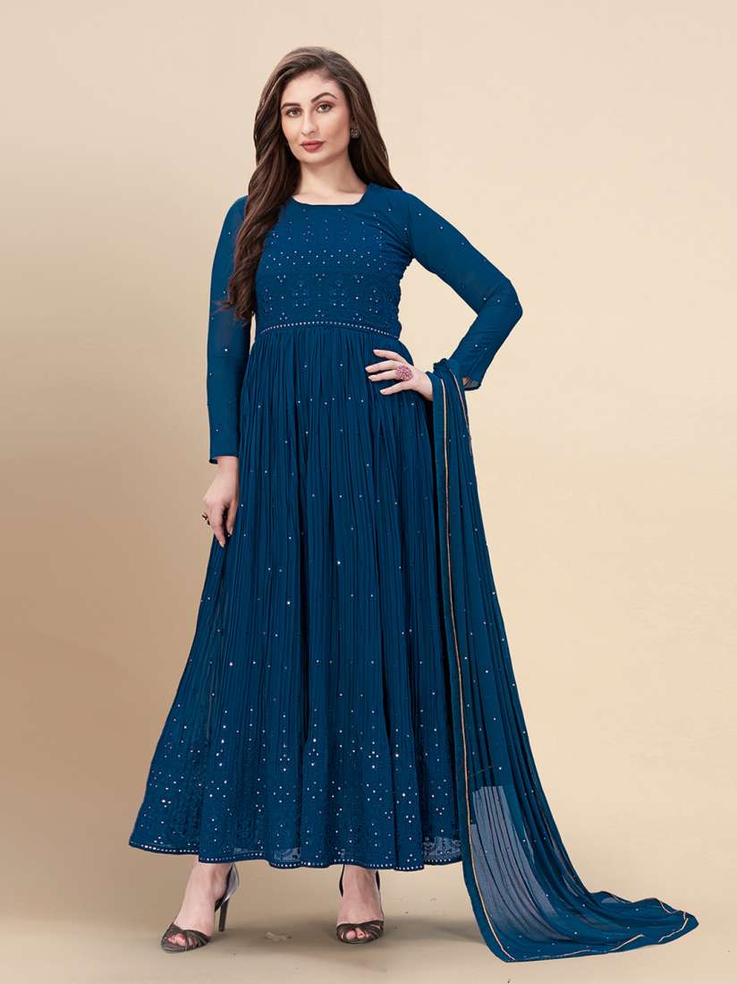 Buy Trendmalls Floral Embroidered Sequinned Anarkali Kurta With Trousers Dupatta Kurta Sets for Women 30801814 Myntra