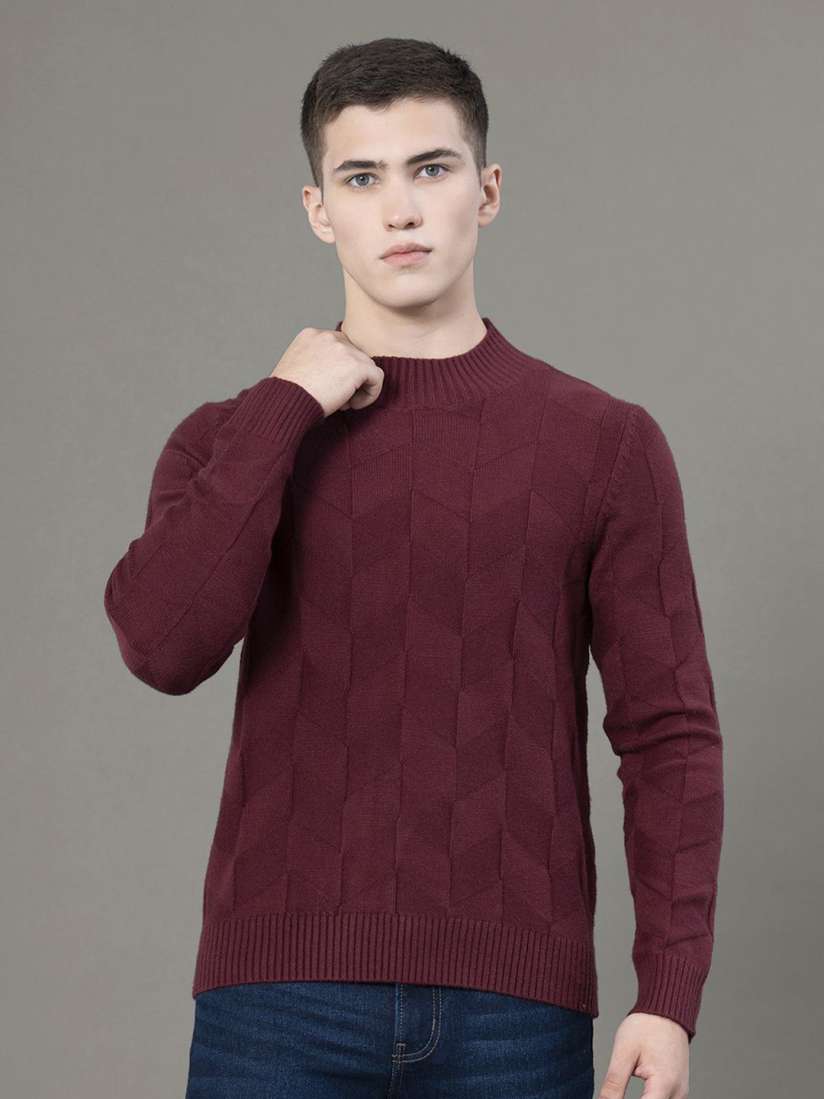 Mock neck red sweater hot sale