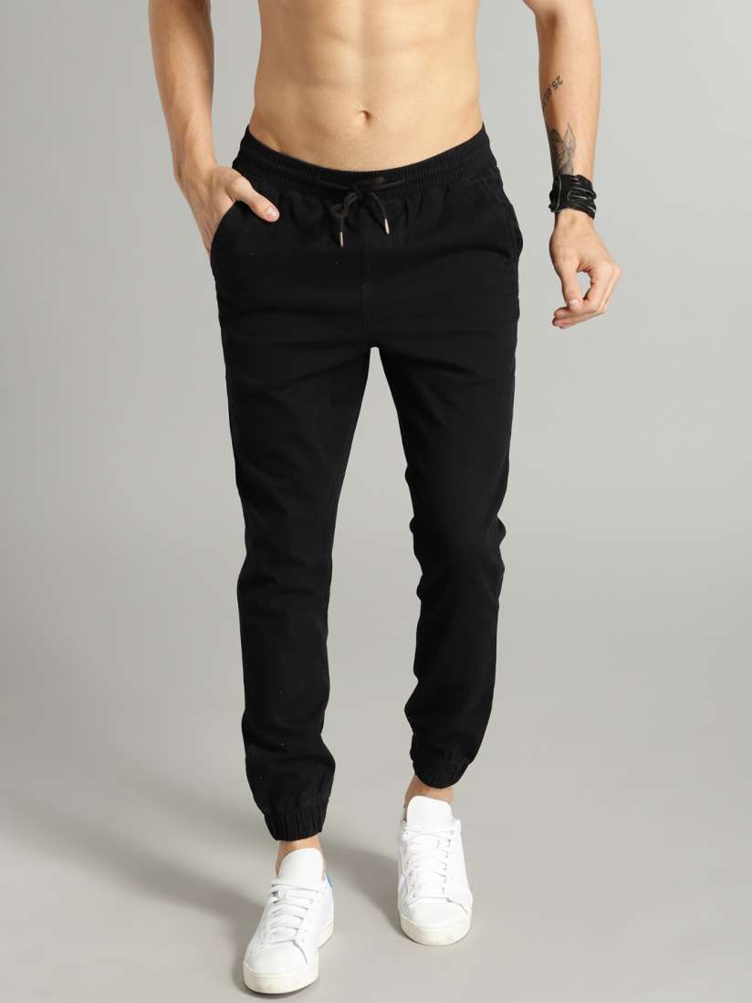 Black denim joggers mens discount