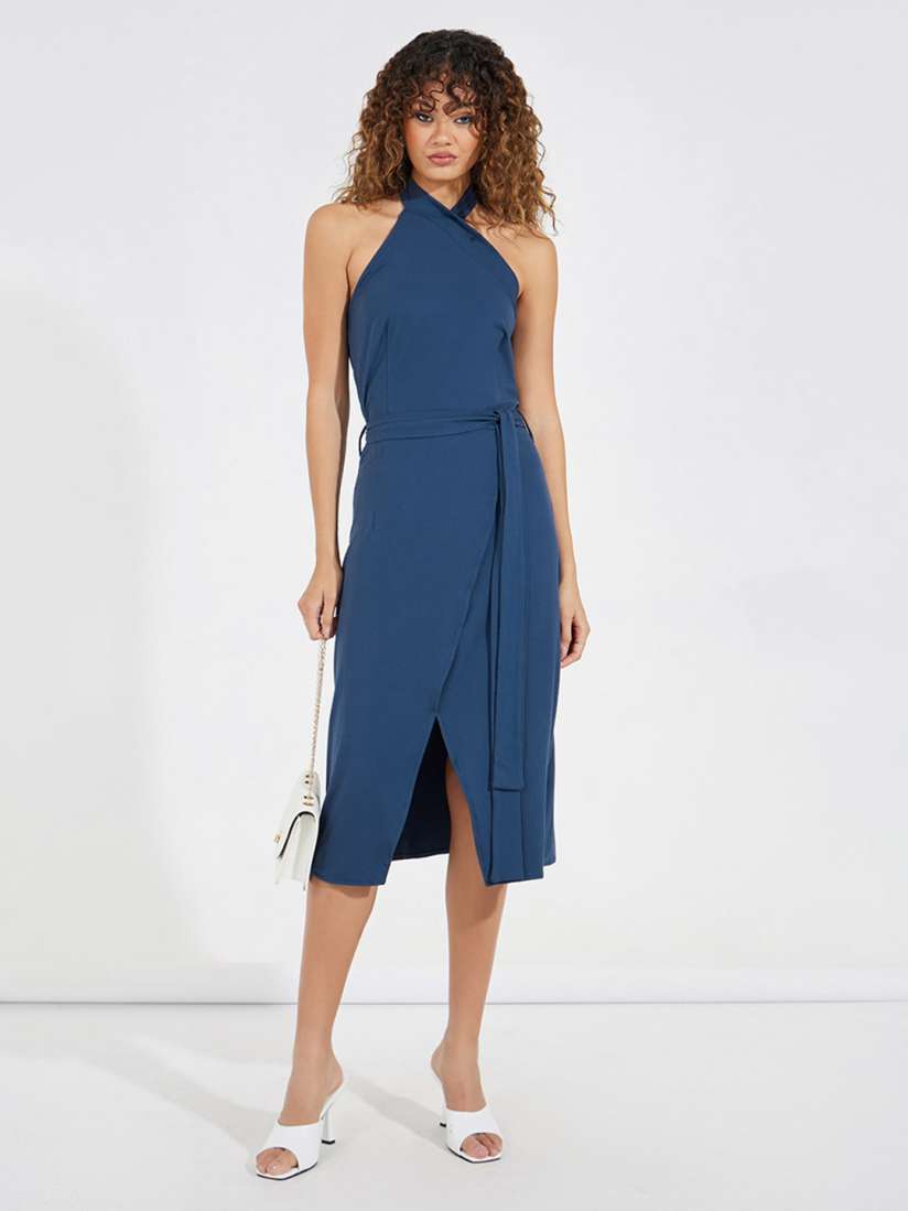 Halter neck wrap dress 2025