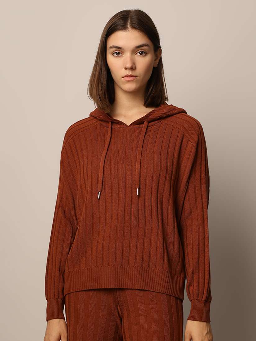 Buy ONLY Women Cable Knit Ribbed Hooded Sweater Sweaters for Women 30859909 Myntra