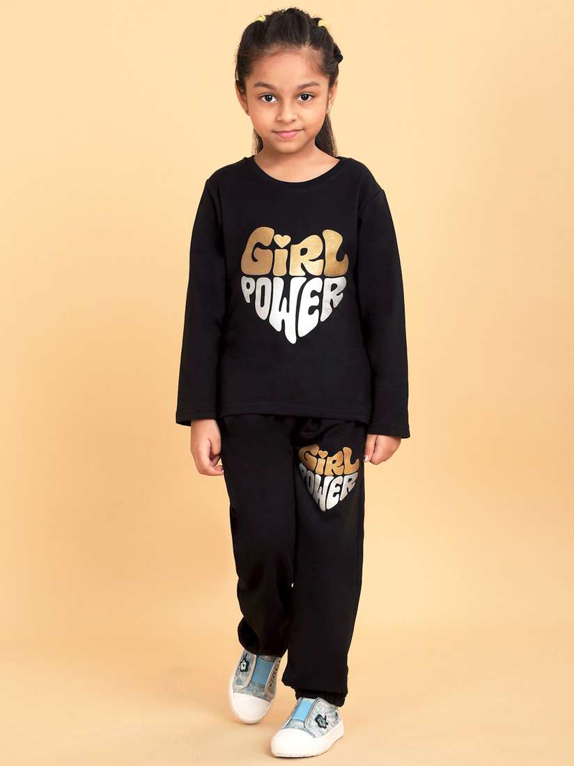 Buy HERE&NOW Girls Printed Round Neck Long Sleeves Cotton Blend T 