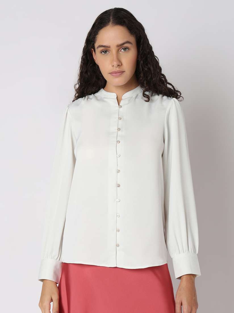 Mandarin Collar Myntra Vero Moda Tops Vero Moda Women Solid
