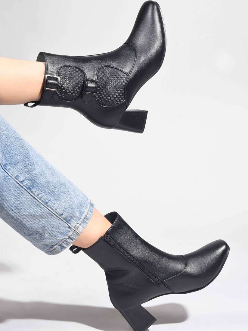 Buy SHUZ TOUCH Women Mid Top Block Heel Regular Boots Boots for Women 30887220 Myntra