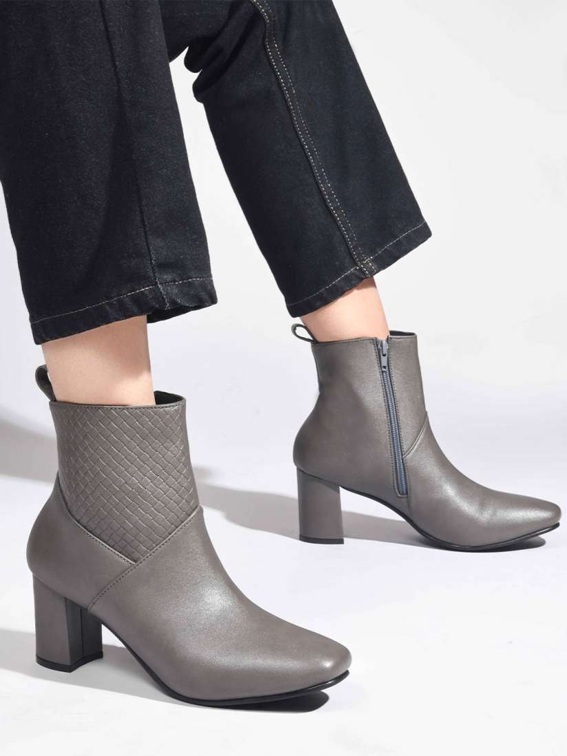 Buy SHUZ TOUCH Women Textured Ankle Length Regular Boots Boots for Women 30887224 Myntra