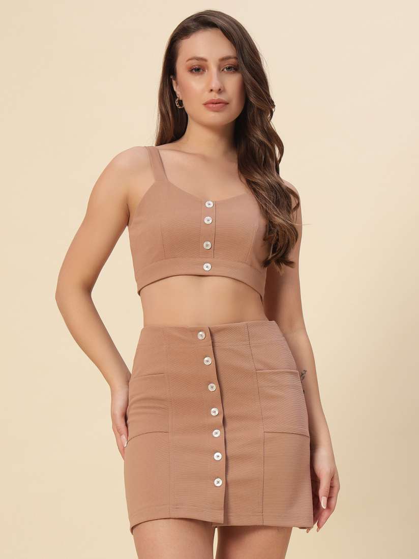 Buy Trend Arrest Button Style Crop Top With Skirt Co Ords for Women 30908664 Myntra
