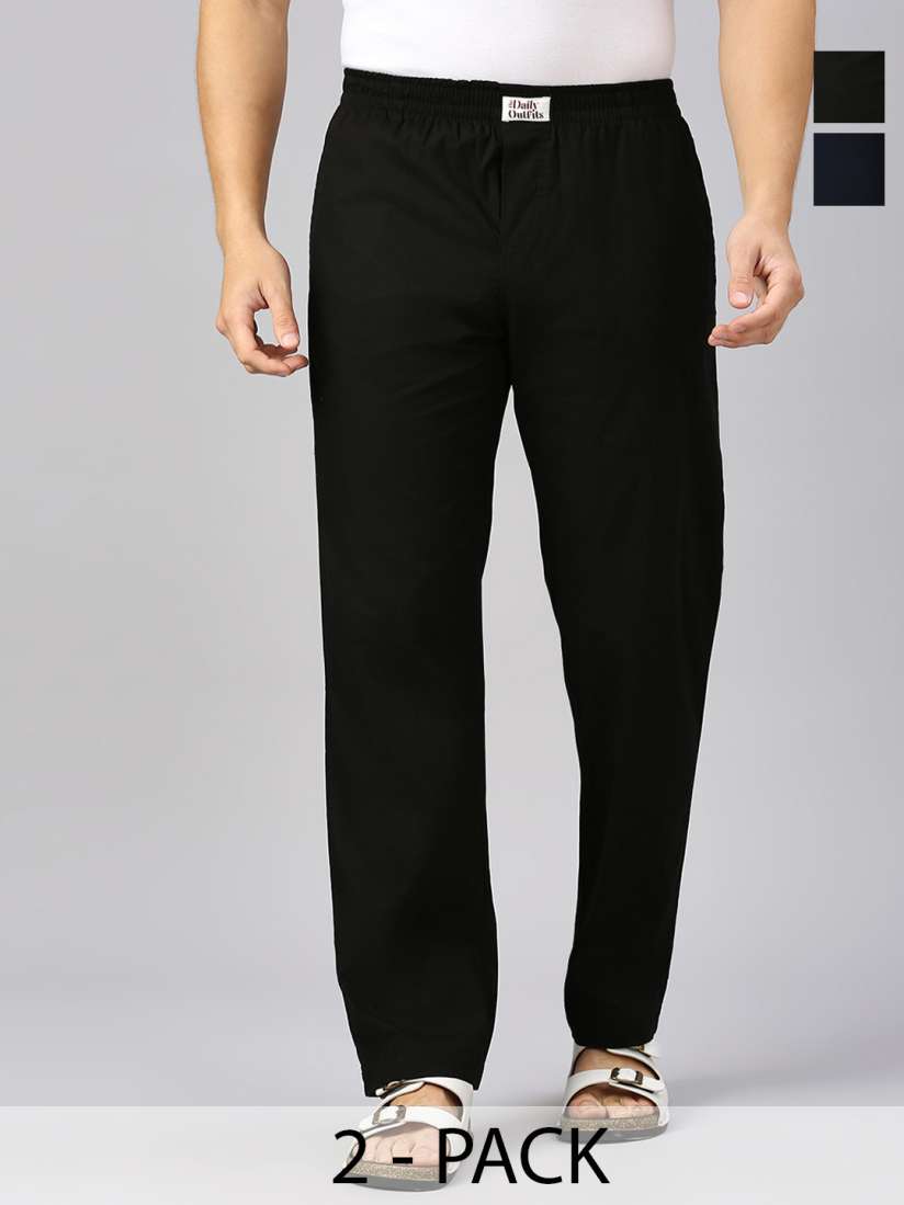 Buy THE DAILY OUTFITS Pack Of 2 Mid Rise Pure Cotton Lounge Pants Lounge Pants for Men 30941955 Myntra