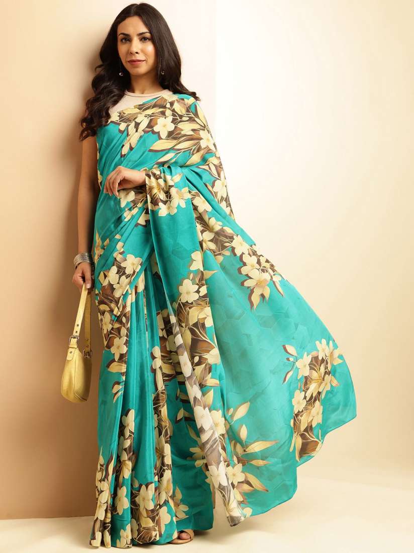 Buy navyasa by liva Floral Printed Pure Crepe Saree With Blouse Piece Sarees for Women 30954172 Myntra