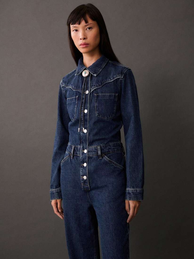 Buy MANGO Pure Cotton Denim Jumpsuit Jumpsuit for Women 30962282 Myntra