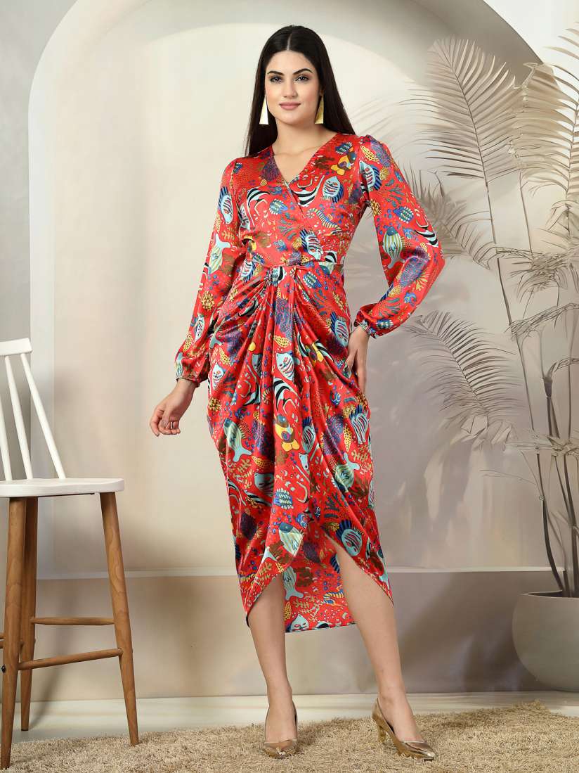 Buy plusS Floral Print Wrap Midi Dress Dresses for Women 31032295 Myntra