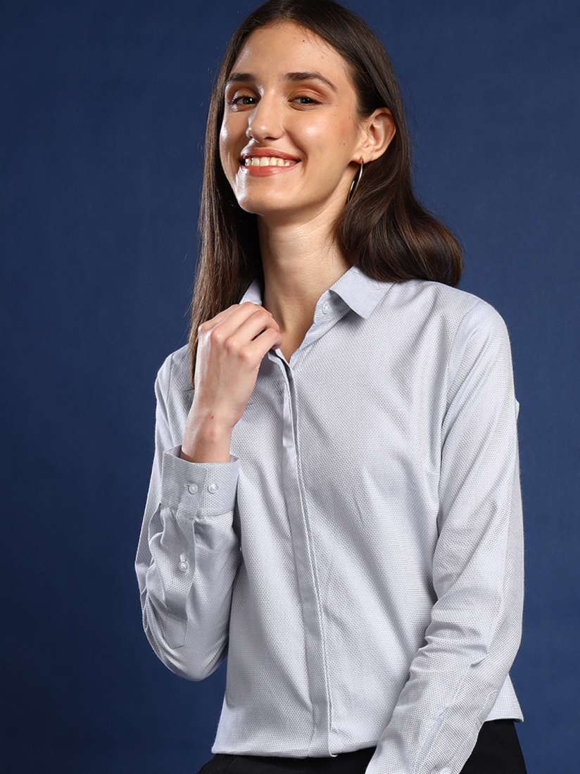 Buy Hancock Women Textured Pure Cotton Formal Shirt Shirts for Women 31035340 Myntra