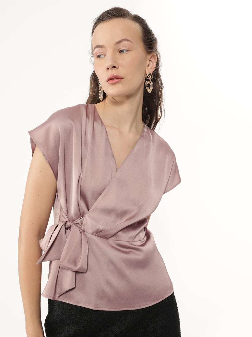 Buy H M V Neck Wrap Tie Top Tops for Women 31038714 Myntra