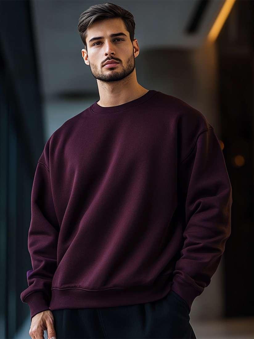 Buy NOBERO Oversized Solid Sweatshirt Sweatshirts for Men 31058075 Myntra