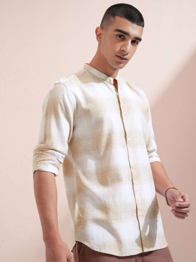 Mens mandarin collar shirt casual shop