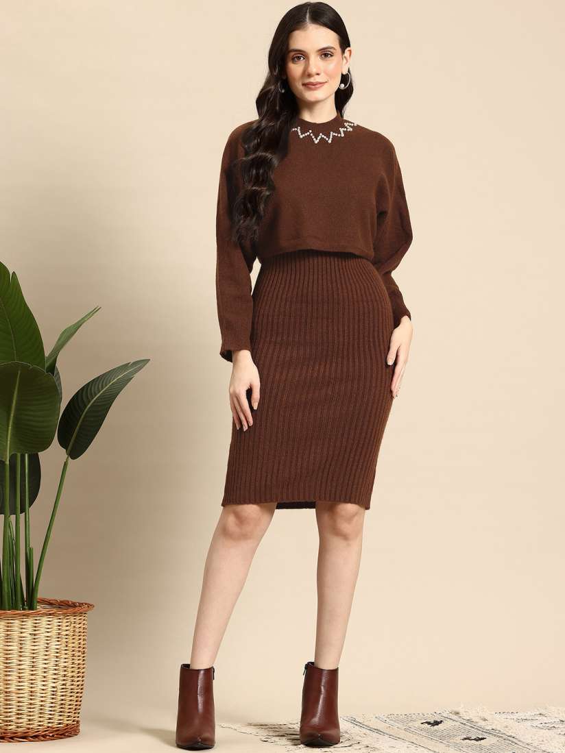 Buy Mast Harbour Two Piece Woollen Sheath Dress Dresses for Women 31120043 Myntra