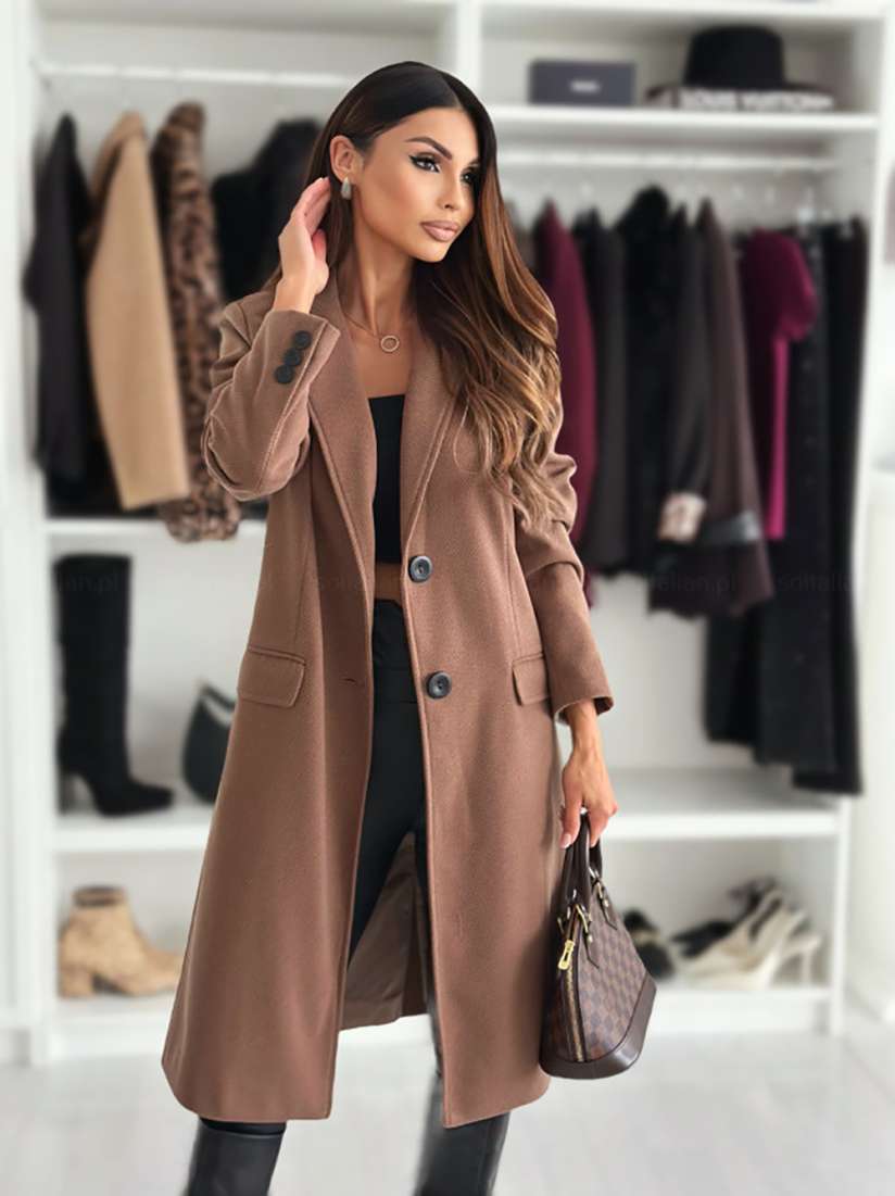 StyleCast x Revolte Solid Single Breasted Notched Lapel Overcoat