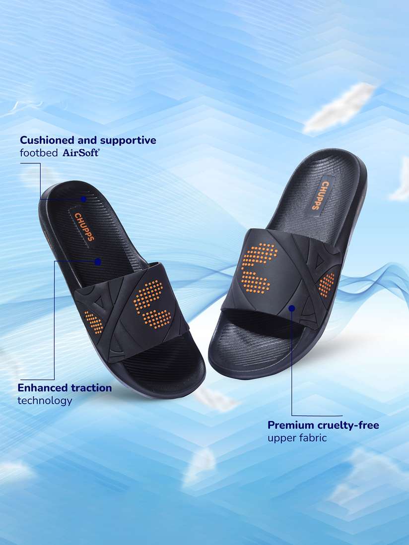 Buy CHUPPS Men PU Sliders - Flip Flops for Men 31175455 | Myntra