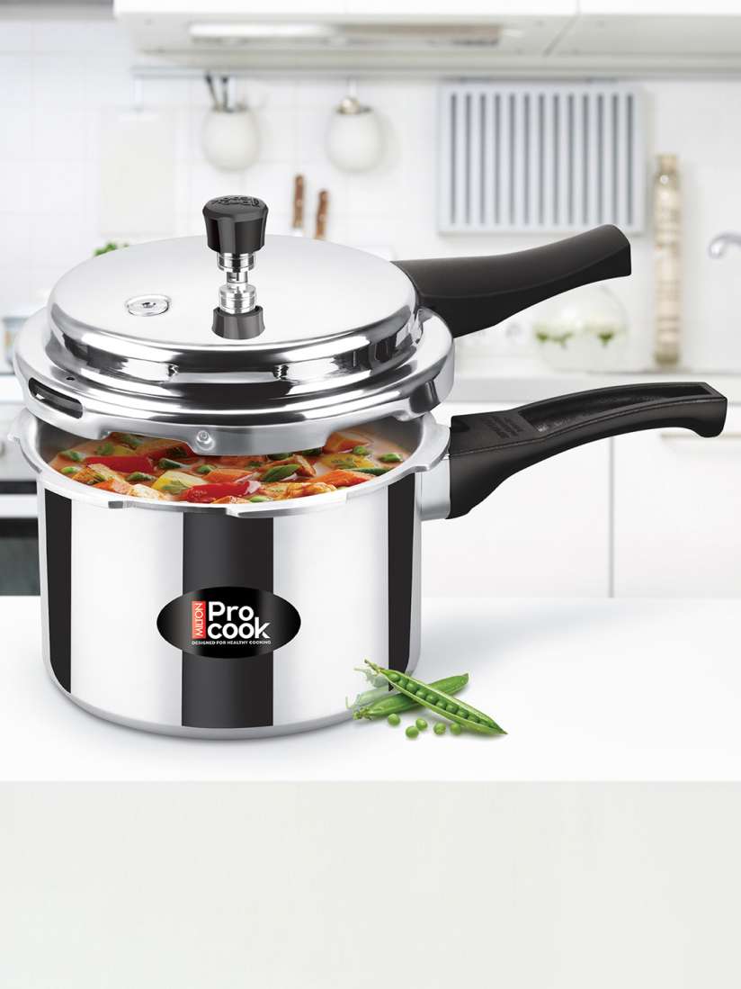 Buy Milton Pro Cook Silver Toned Aluminium Induction Bottom Pressure Cooker With Outer Lid 3 L Cookware Set for Unisex 31265432 Myntra